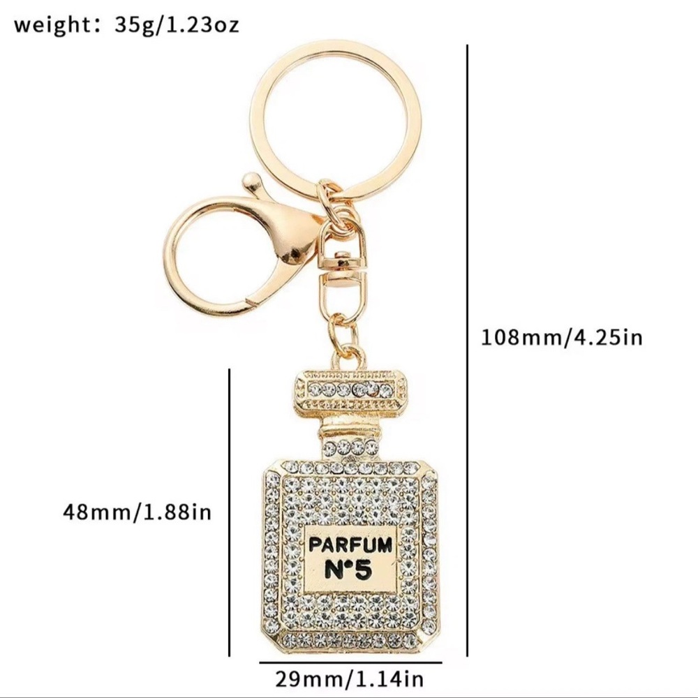 Gold and Silver Parfum No. 5 Keychain